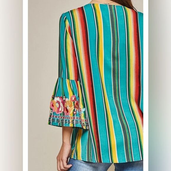 Savanna Jane Blouse Top Embroidered Pullover Size L - Picture 3 of 10